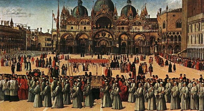 BELLINI, Gentile Procession in Piazza S. Marco china oil painting image